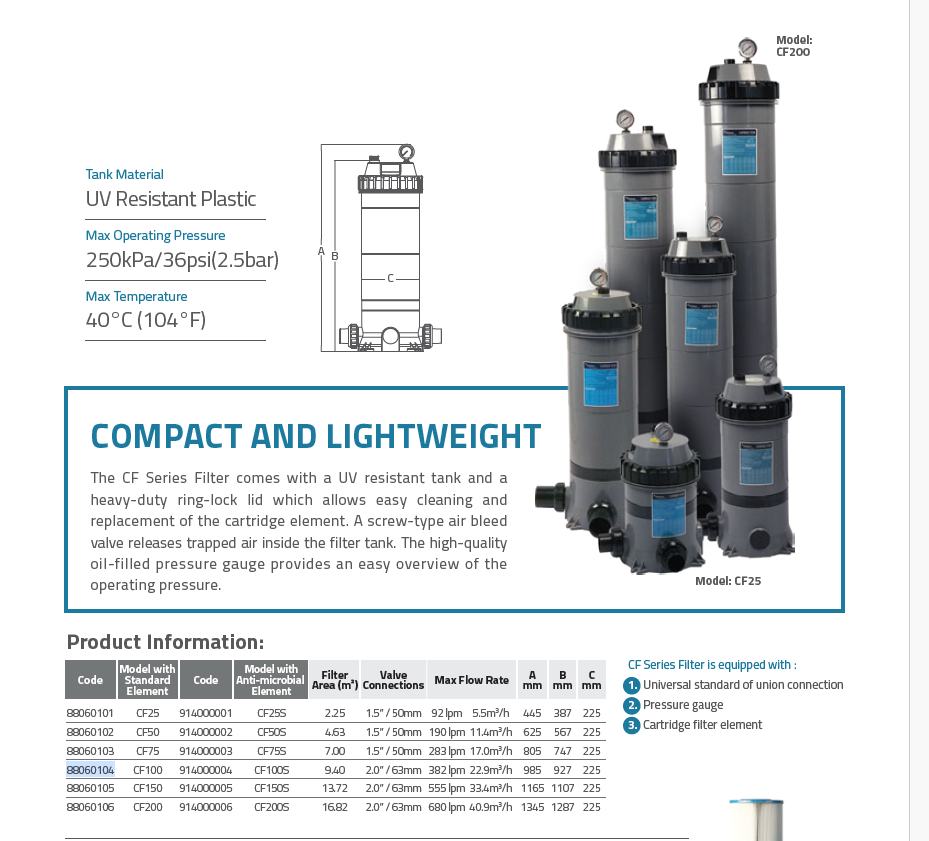 Cartridge filter CF100